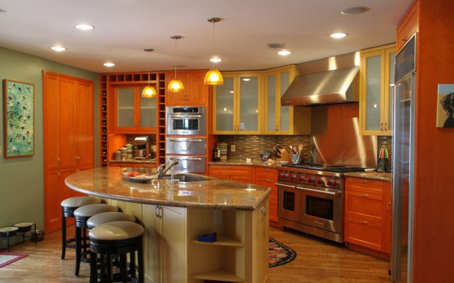 Custom Transitional Stained Maple Kitchen in Malibu
